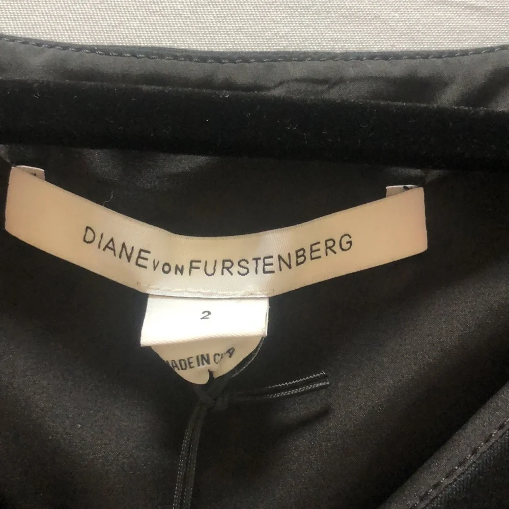 Diane von Furstenberg Bevin Ruched Sheath Dress Black Size 2 NWT $348